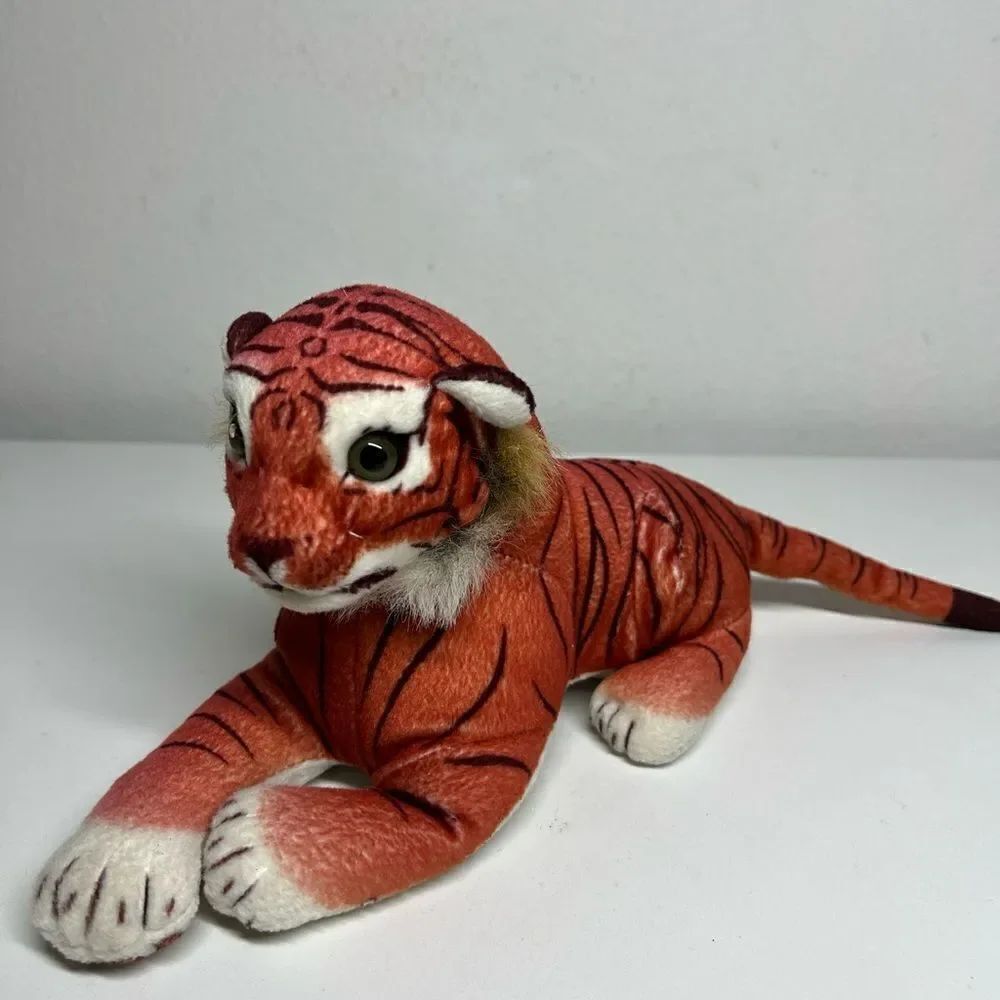 Goffa Plush Stuffed Animal Tiger 11" Wild Cat Orange Black Striped Soft Laying